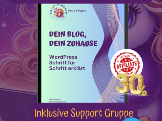 Cover des E-Books „Dein Blog, Dein Zuhause“ mit Hinweis auf eine exklusive Telegram-Support-Gruppe.